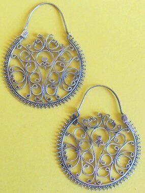 Openwork sterling silver hoop earrings
